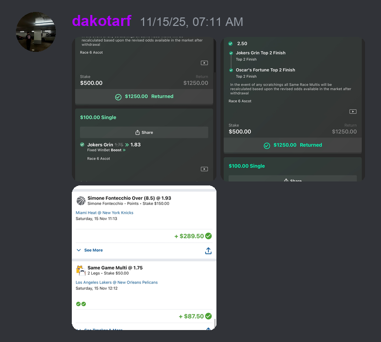 Member profit screenshot