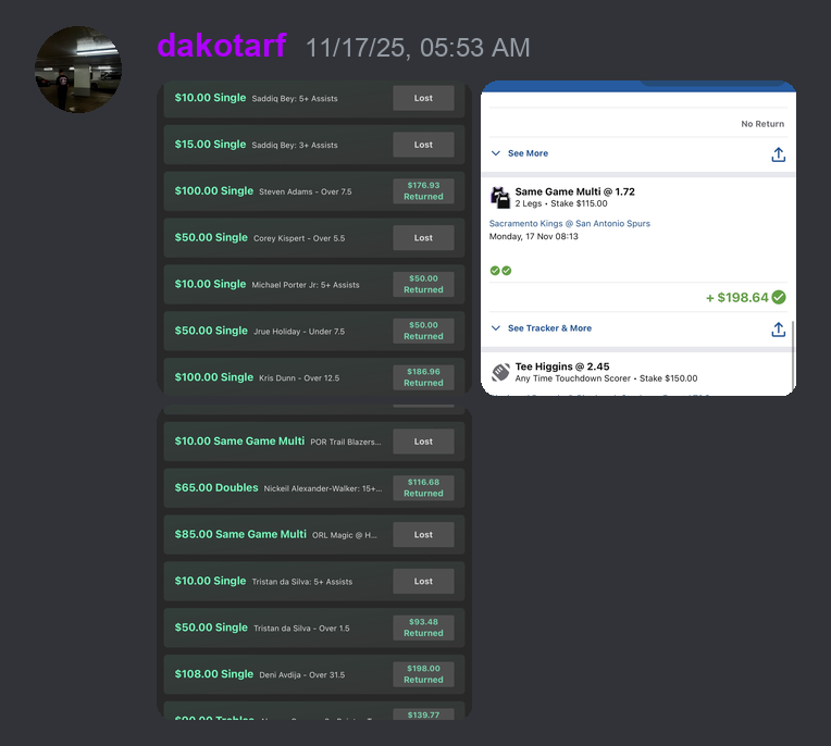 Member profit screenshot