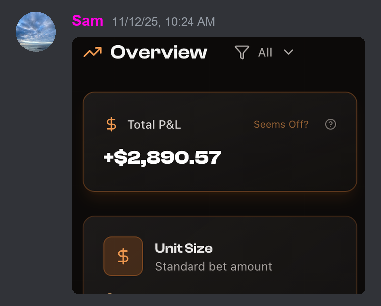 Member profit screenshot