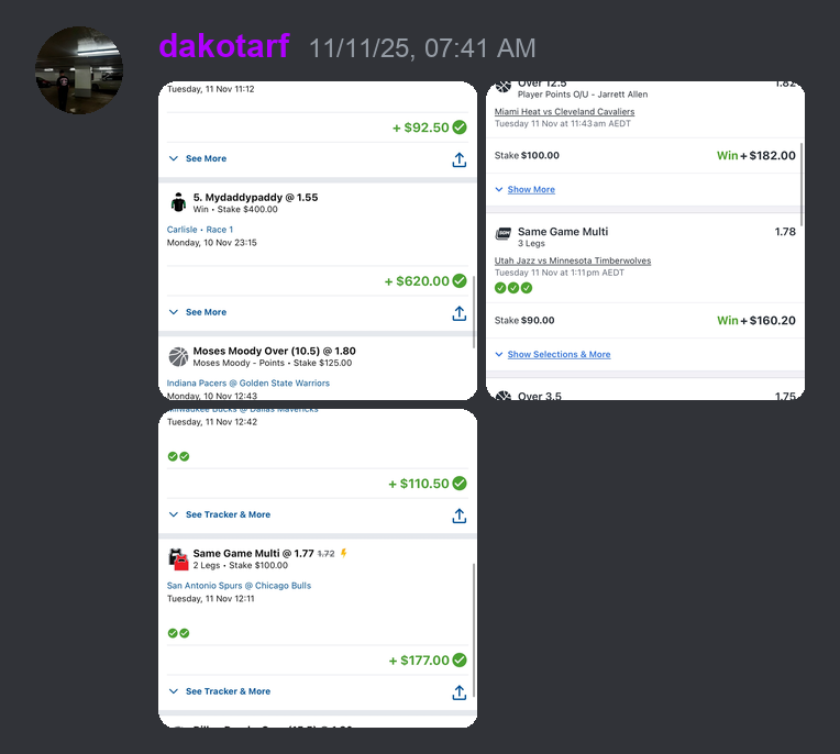Member profit screenshot